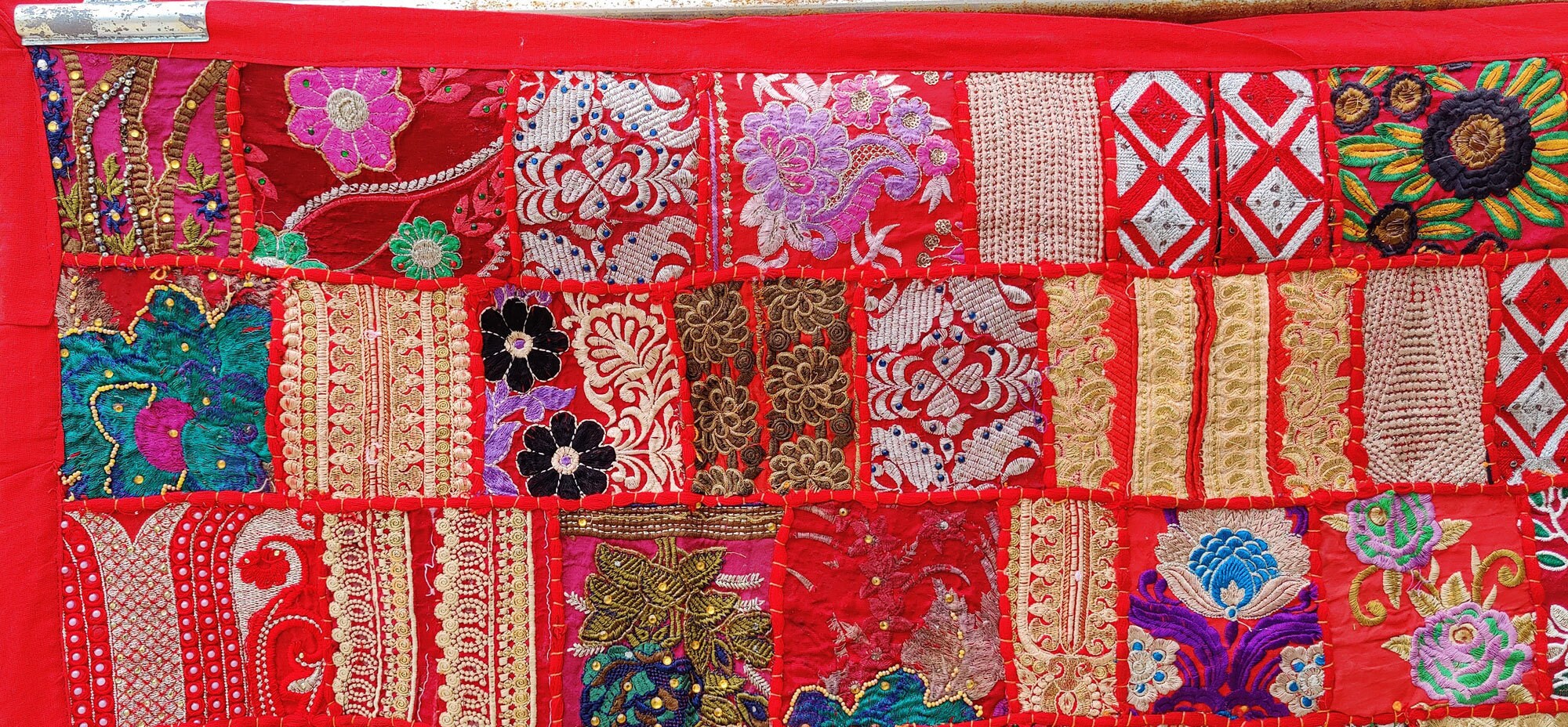 Sari Patchwork Wall Hanging Indian Vintage Bohemian Wall Tapestry Art