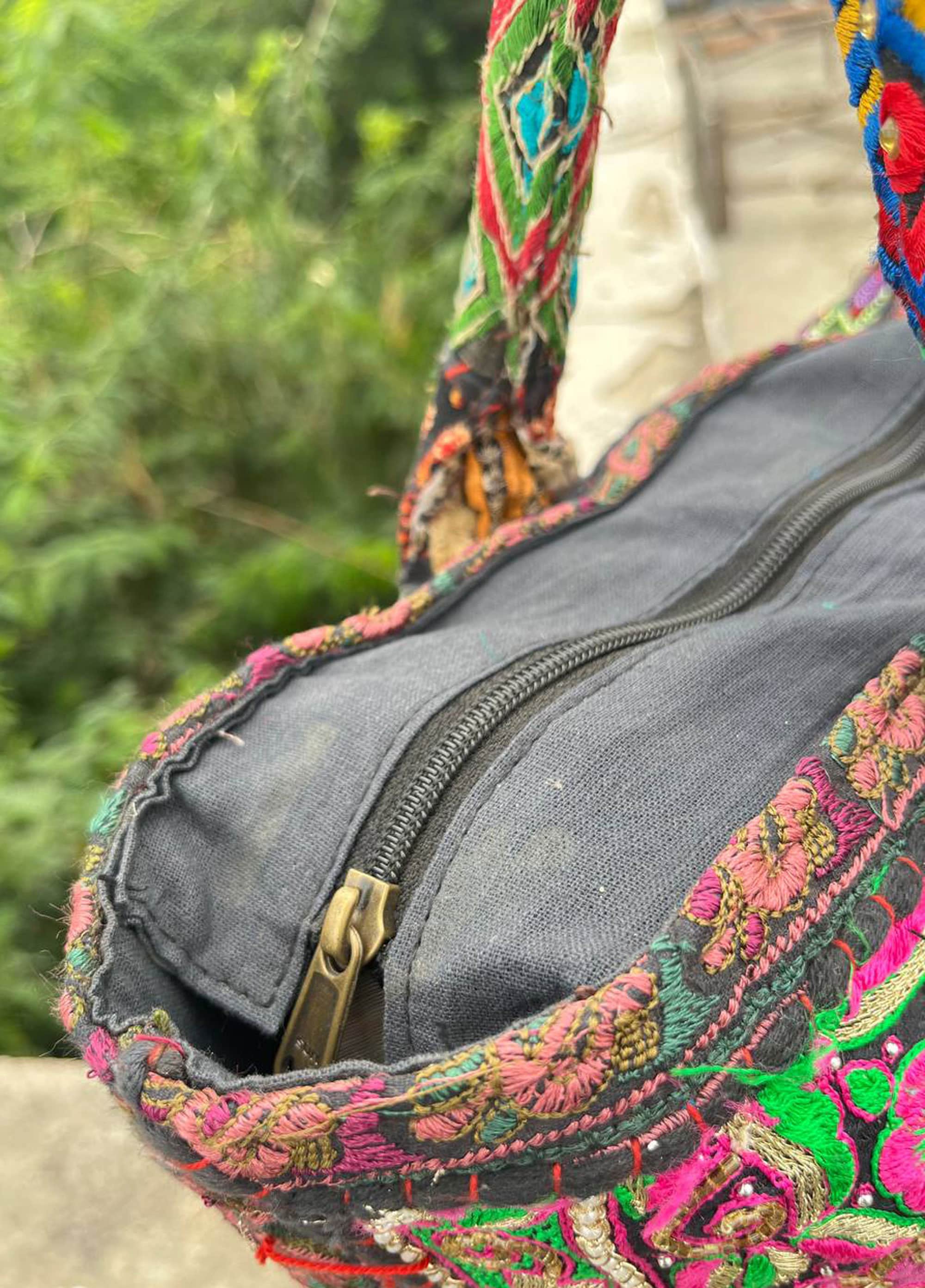 Black Indian shoulder bag Patchwork Embroidered Shopping Bag