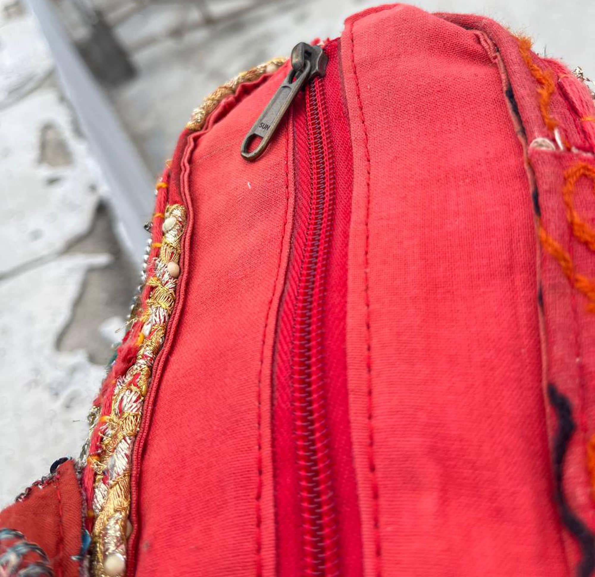 Red Indian large hobo bag patchwork Crossbody bag
