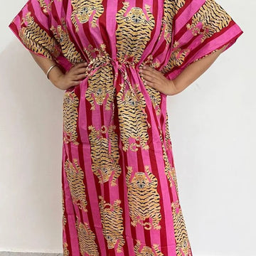5 Pieces Cotton Printed Kaftan Dress