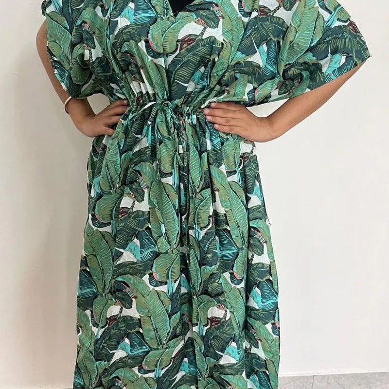 5 Pieces Cotton Printed Kaftan Dress