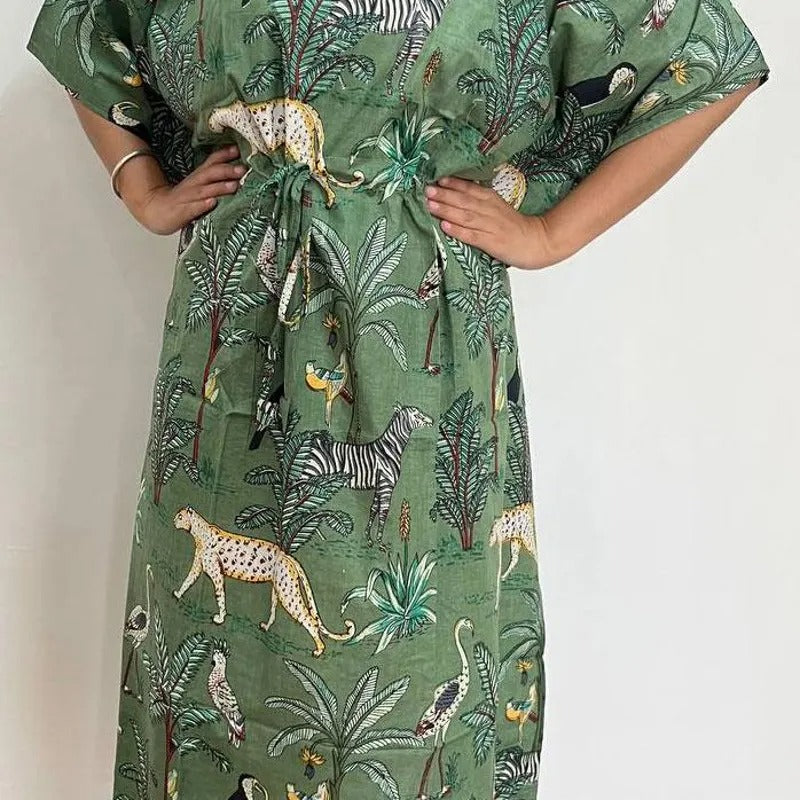 5 Pieces Cotton Printed Kaftan Dress