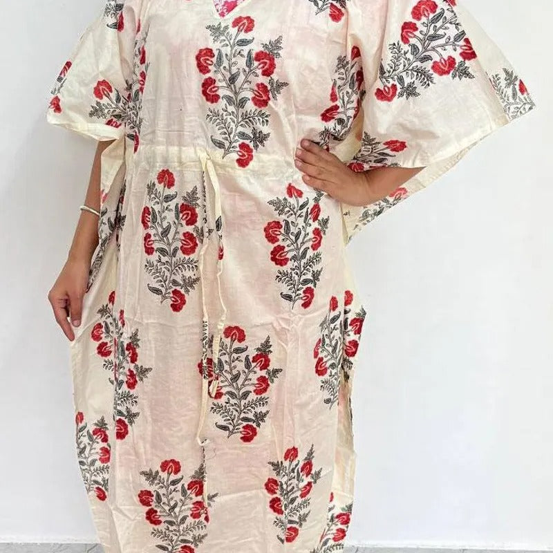 5 Pieces Cotton Printed Kaftan Dress