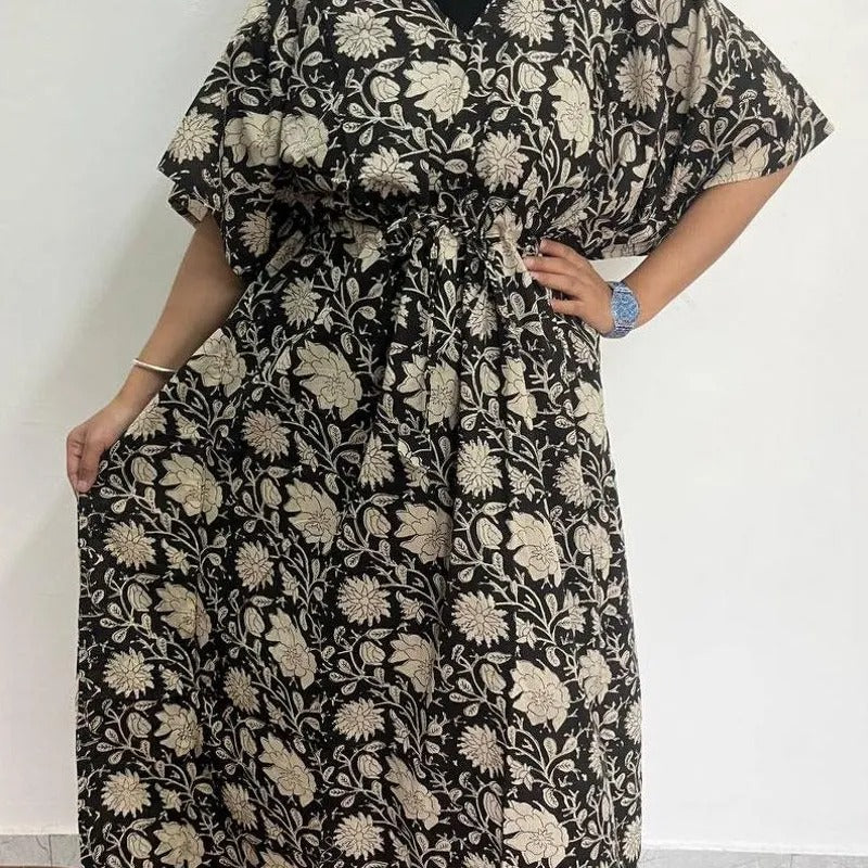 5 Pieces Cotton Printed Kaftan Dress