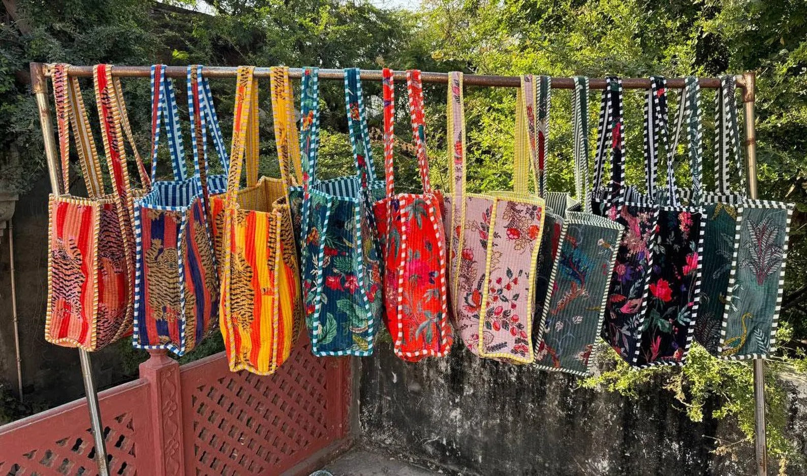 5 Pieces Lot Handmade Velvet Printed Tote Bag