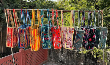5 Pieces Lot Handmade Velvet Printed Tote Bag