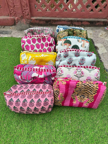 5 sets Quilted Cotton Toiletry Bag Set of 3