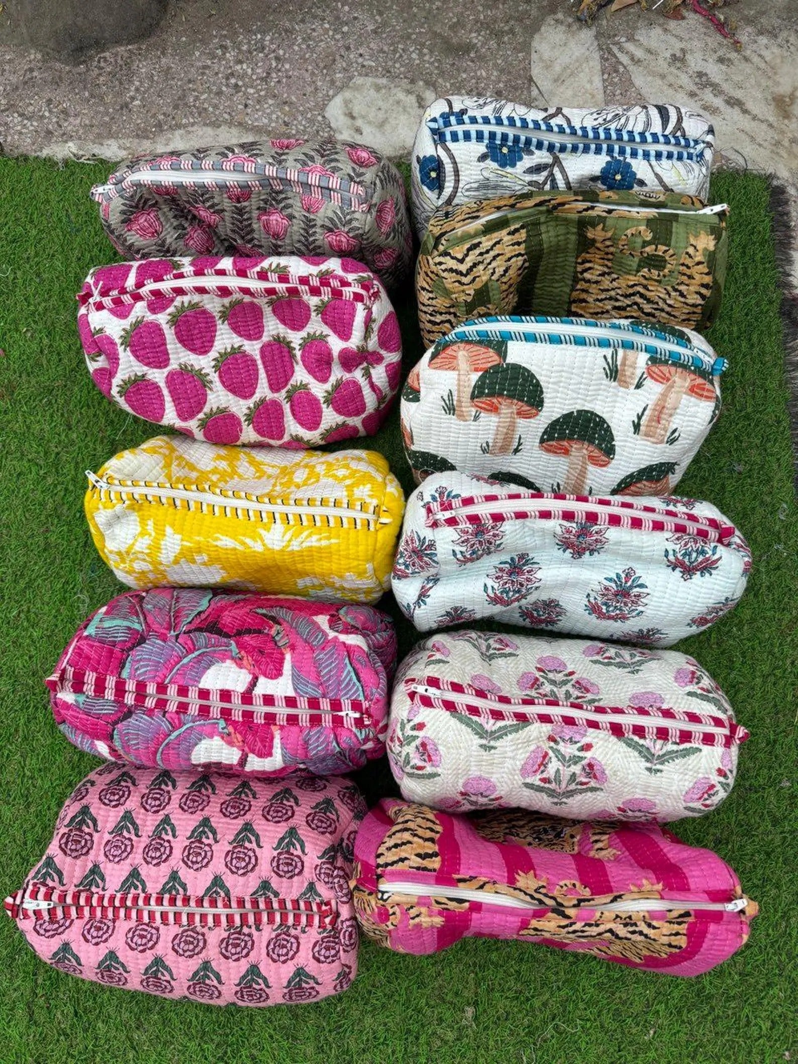 5 sets Quilted Cotton Toiletry Bag Set of 3