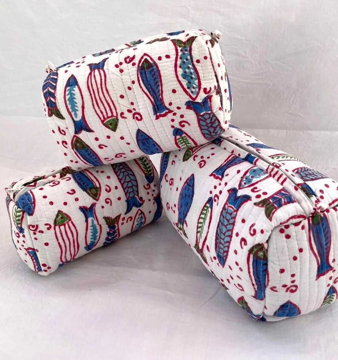 5 sets Quilted Cotton Toiletry Bag Set of 3