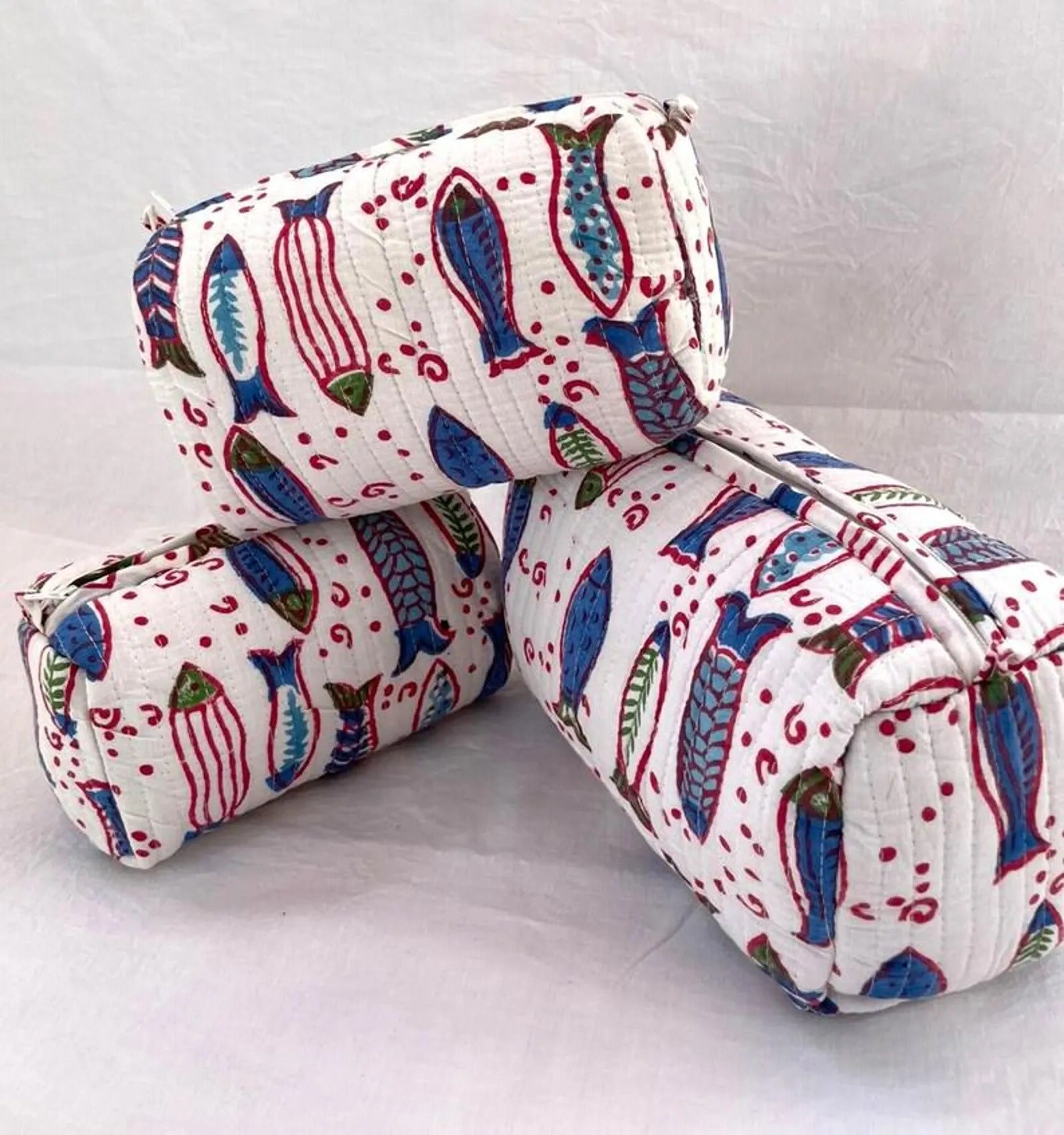 5 sets Quilted Cotton Toiletry Bag Set of 3