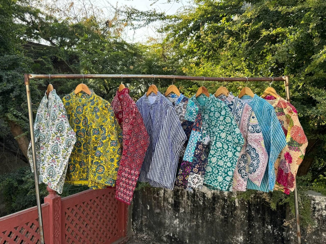 5 Pieces Assorted Hand Embroidered Cotton Kantha Quilted Jacket