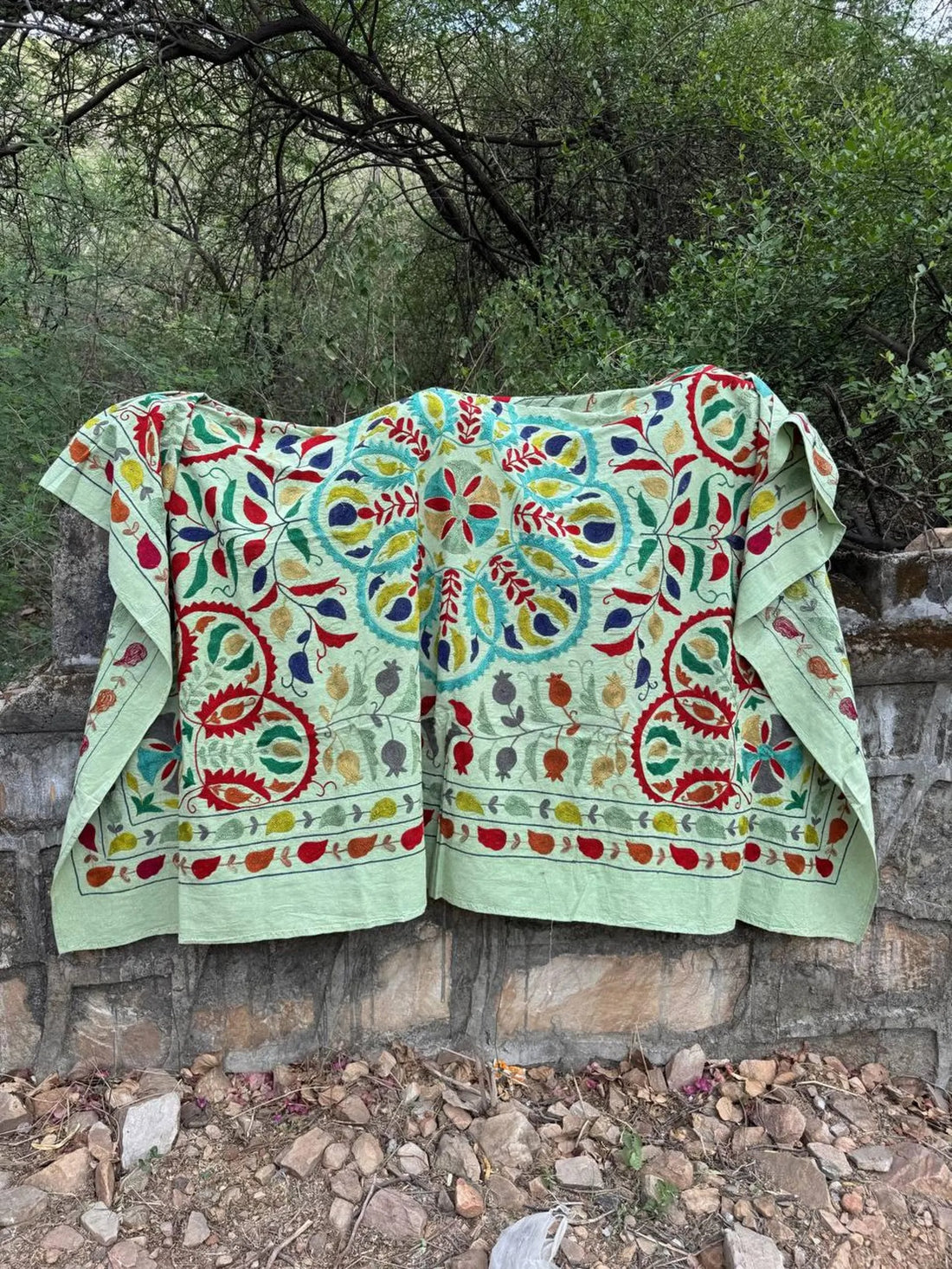 Handmade Cotton Embroidered Suzani Bed Cover