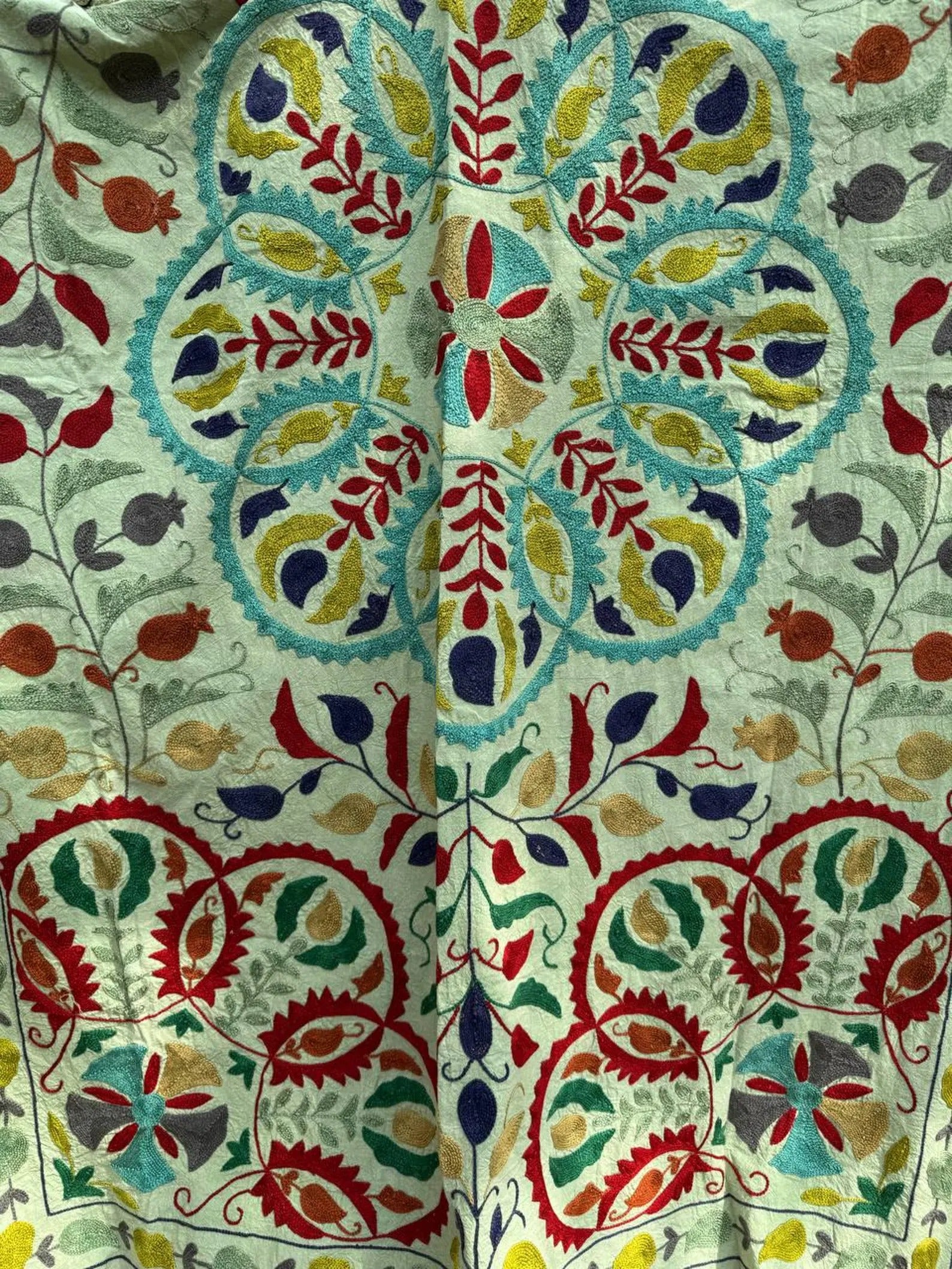 Handmade Cotton Embroidered Suzani Bed Cover